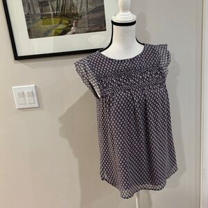 LOFT Black and White Checkered Blouse